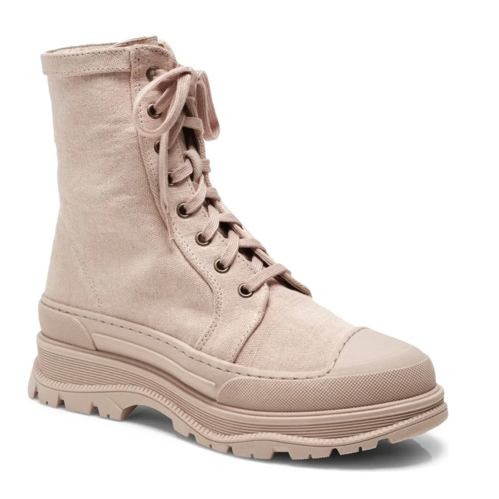 Free People Camp Out Canvas Lace-Up Boots in Natural - Picture 7 of 15